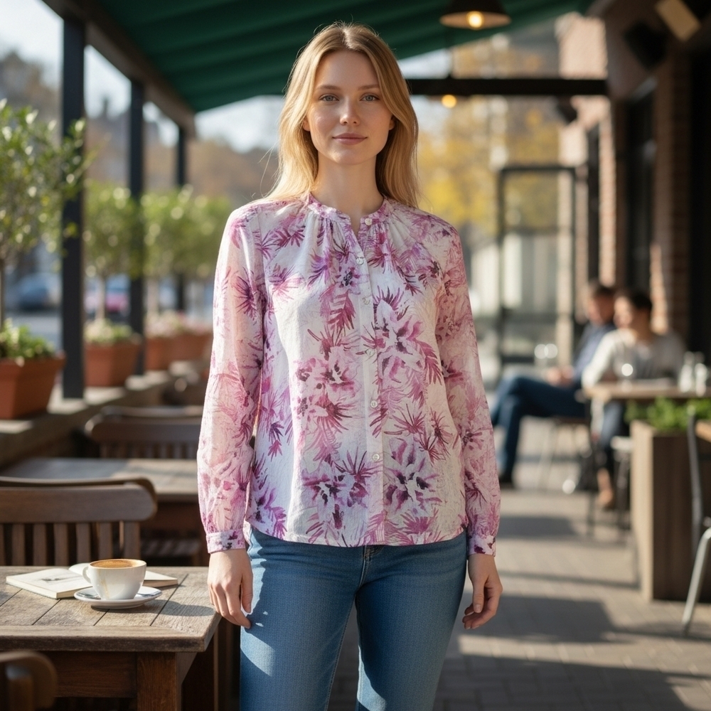 Tommy Bahama Silk Button Down Pink And White Floral Blouse Women's Size XS